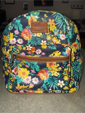 Loungefly Navy Floral Mini Backpack with Multicolor Blooms
